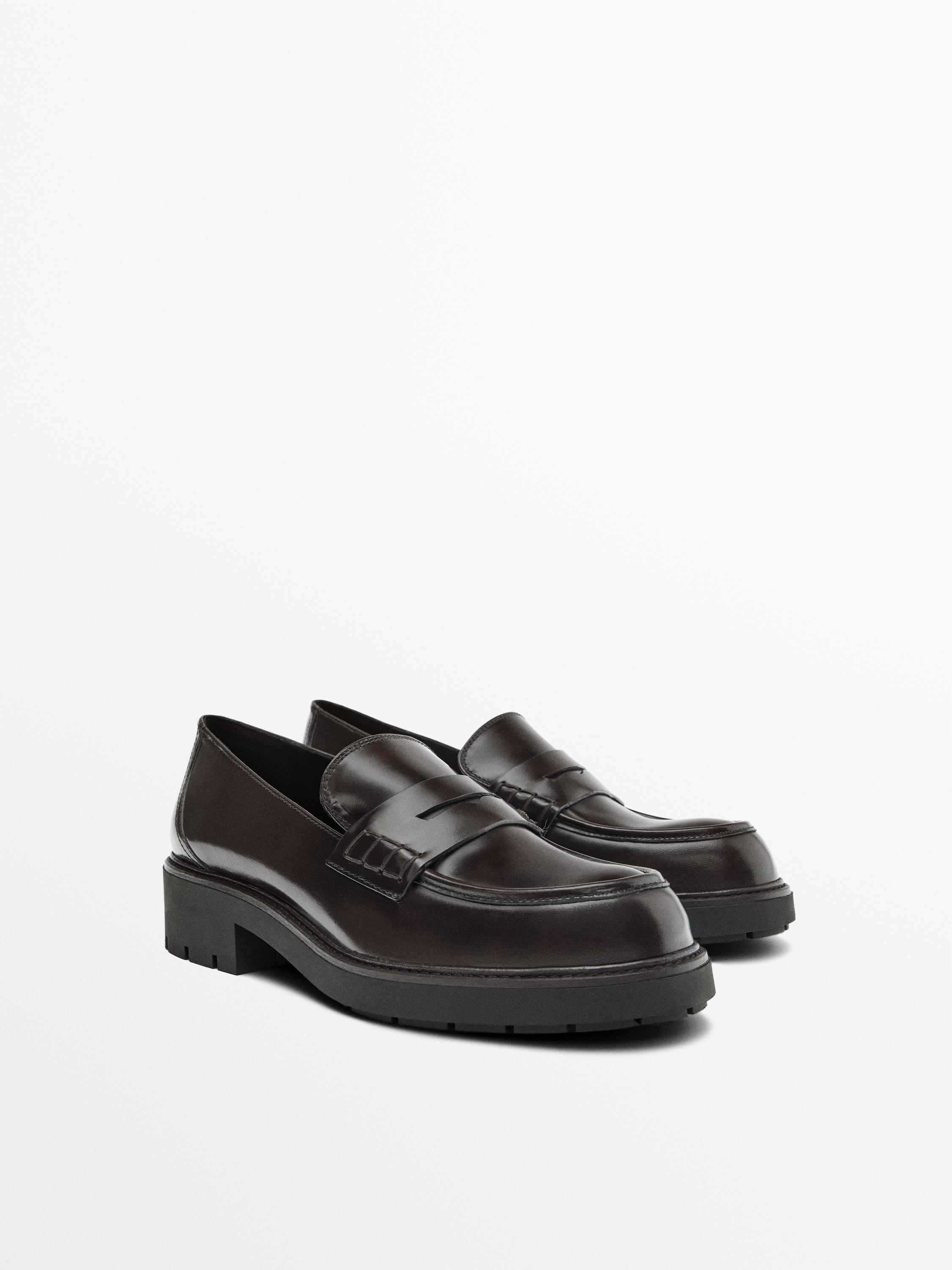 Track sole penny loafers